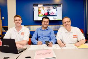 Foodem employee (from left) Tom Jepsen, Kash Rehman and Harry Kozlovsky say their product is cutting-edge. (David Stuck)