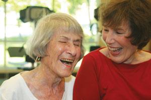 Every workout at the Edward A. Myerberg Center puts a smile on Mary Shofer’s face. Here she shares a laugh with daughter Irene Merenbloom. (Provided)