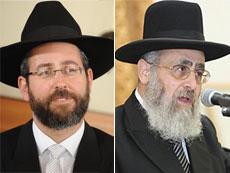 Rabbi David Lau (left) and Rabbi Yitzhak Yosef (Lau: Wikimedia Commons; Yosef: Moti Milrod/YitzhakYosef.net)