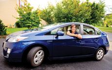 Jane Sacks Rice takes a ride in her Toyota Prius, a hybrid vehicle. ( David Stuck)