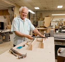 Holocaust survivor Israel Gruzin, 84, feels blessed that his woodworking skills have provided a valued service to the community. Photo by David Stuck