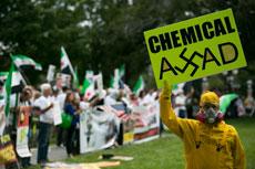Protestors rally on Capitol Hill in support of a U.S. strike against Syria. (Drew Angerer/Getty Images)