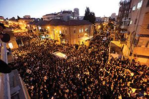 A sea of black filled the streets of northern Jerusalem earlier this week for the funeral  of Rabbi Ovadia Yosef. (Photo by Yaakov Naumi/Flash90)