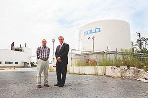 Brian Gibbons and Leonard Weinberg II stand by the Solo Plant. Gibbons wants to turn the Solo Plant into Foundry Row. (Justin Tsuclas)