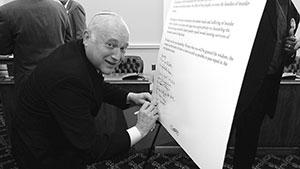 Rabbi Seth Bernstein signs a  letter calling for the end of capital punisment in Maryland. The letter was then circulated through the Maryland General Assembly. 