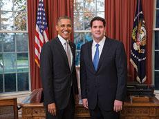 Ron Dermer, Israeli ambassador to the U.S., meets with President Obama. (The Embassy of Israel to the United States)