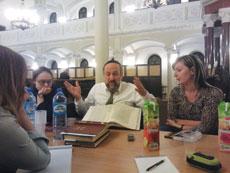 Rabbi Michael Schudrich, chief rabbi of Poland, learns with members of the Polish Jewish community.