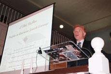 Dr. Gary Zola addresses the crowd in the historic Lloyd Street Synagogue (Photos courtesy of Jewish Museum of Maryland)