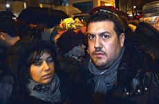 Joyce Halimi and her husband, Julien, take part in a vigil for victims of the deadly attack on a kosher supermarket in Paris.