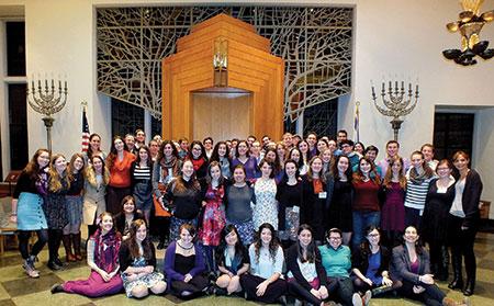Participants in the first annual Masorti on Campus  Shabbaton gather for a group photo. They represent a  diverse group of campus communities seeking connection. 