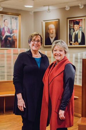 Vicki Spira (left), chair of Temple Oheb Shalom’s engagement partnership committee, and Maxine Lowy, director of development and special programs. (Photo by David Stuck)