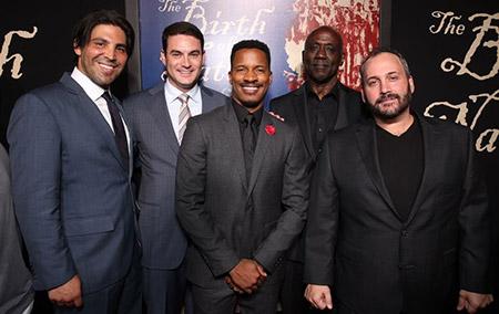 Left to right: Producers, Kevin Turen, Jason Michael Berman, Nate Parker, Preston L. Holmes. (Photo by Aaron L. Gilbert) 