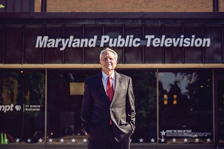 Larry Unger outside MPT’s headquarters in Owings Mills. Photo by David Stuck