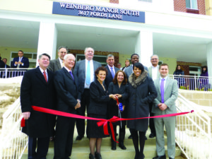 Here is a photo from the grand opening of Weinberg Manor South. Let me know if you need more information. Councilwoman Rochelle “Rikki” Spector (middle) and Ellen Jarret, CHAI: Comprehensive Housing Assistance, Inc., an agency of The Associated: Jewish Community Federation of Baltimore, cut the ribbon at the grand opening of Weinberg Manor South, CHAI’s 15th senior living facility. They were joined by (front row left to right) Secretary Kenneth Holt, Maryland Department of Housing and Community Development, Barry Schloss,The Harry and Jeanette Weinberg Foundation, Baltimore City Mayor Stephanie Rawlings-Blake,, Brian Halter, Boston Capital (back row, left to right) Mitchell Posner, CHAI, Paul T. Graziano, Baltimore City Housing Commissioner, Marc B. Terrill, The Associated, Stephen Briggs, Wells Fargo and Larry Davis, Edgewood Management.