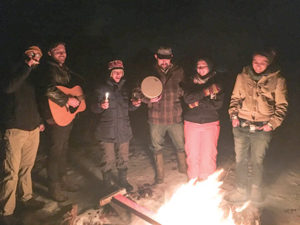 Celebrants enjoy the Pearlstone Center’s Havdallah bonfires. (Mira Menyuk)