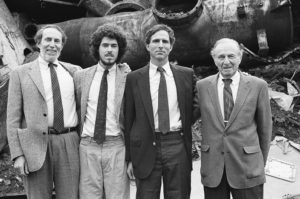 From left: Leroy and his son Neal Shapiro with Sandy and his father Joe Shapiro of Cambridge Iron & Metal in 1985 (Neal Shapiro)